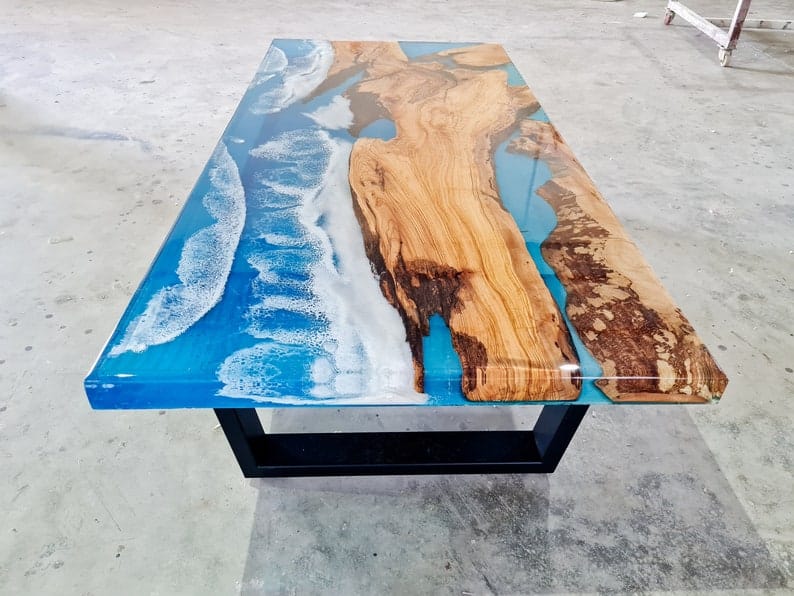 Stunning Sea Wave Epoxy Resin Dining Table – Saajawat