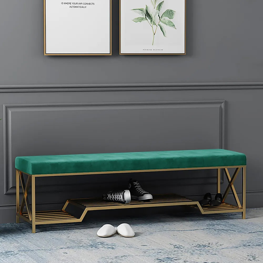 Green Entryway Bench with Storage Upholstered Storage Bench For Living Room