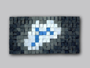 White Blue Shades of Gray Wood Mosaic Wall Decor