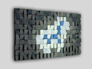 White Blue Shades of Gray Wood Mosaic Wall Decor